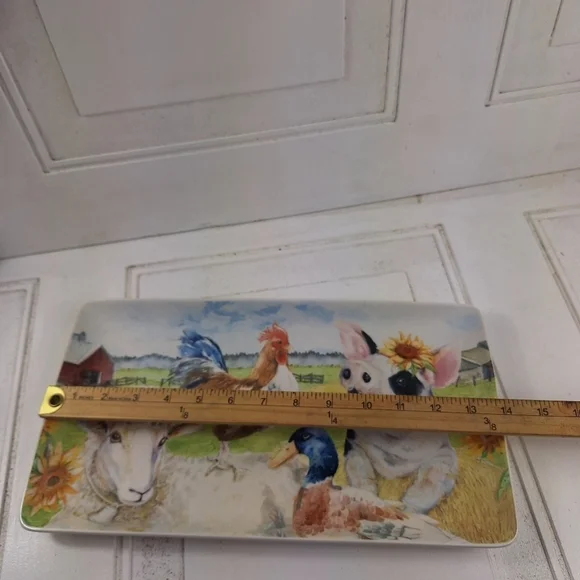 Pier 1 Imports Farm Animals Platter Rectangular Pig/Lamb/Duck/Chicken - Picture 7 of 9